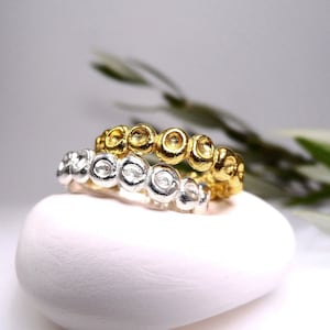 Sterling silver beaded band ring for women Dotted bead ring Silver dots ring Stacking ring Open adjustable ring Irregular silver band ring