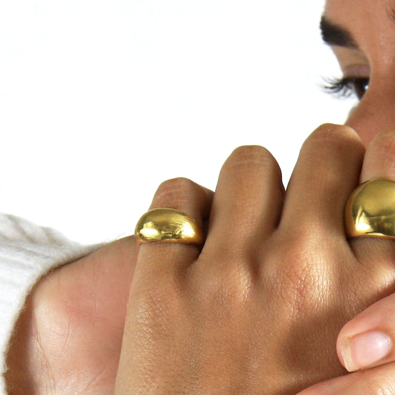 Gold dome pinky ring for women Chunky Little finger ring Gold Etsy