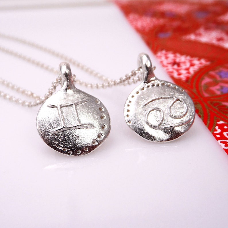 Silver zodiac necklace Zodiac sign necklace Layered Star sign necklace Zodiac coin necklace Birthday necklace Sterling silver Gift for mom image 1