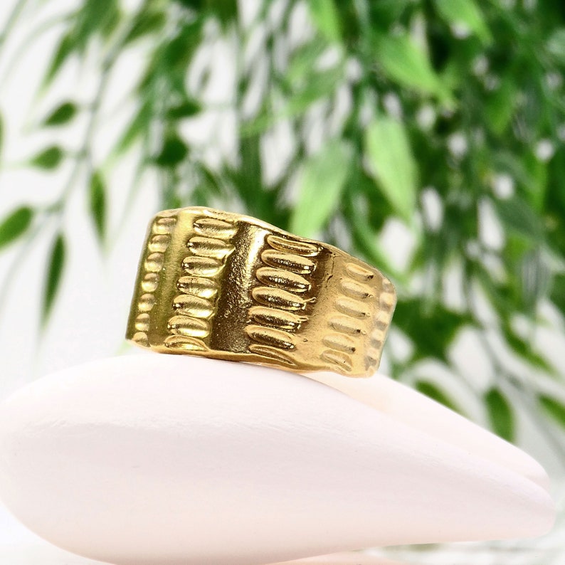 Wide gold band ring Thick gold ring Statement ring Chunky gold ring Minimalist cuff ring Wide ring Boho ring Sterling silver Gold vermeil image 6