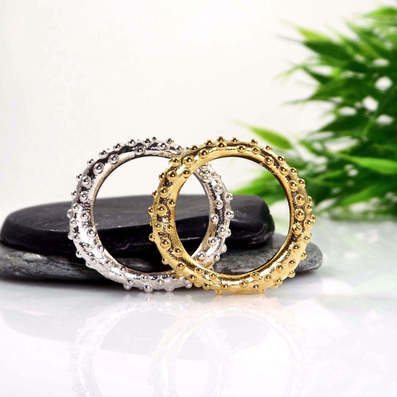 Organic dotted band ring Gold band ring Beaded gold band Organic gold ring Ethnic ring Unique Stacking ring Statement ring Gold vermeil ring