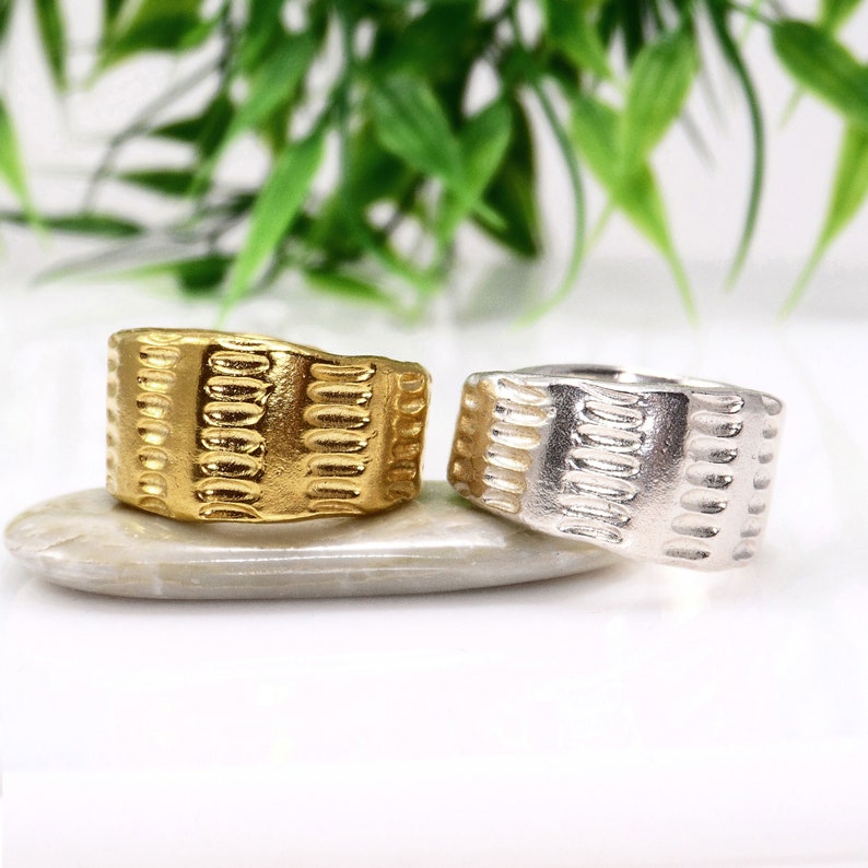 Wide gold band ring Thick gold ring Statement ring Chunky gold ring Minimalist cuff ring Wide ring Boho ring Sterling silver Gold vermeil image 5