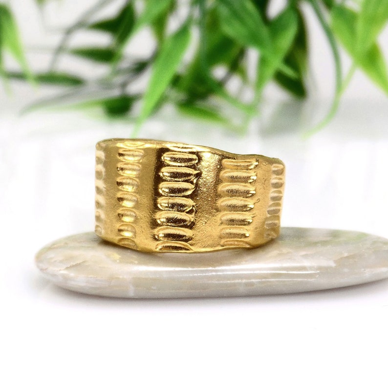 Wide gold band ring Thick gold ring Statement ring Chunky gold ring Minimalist cuff ring Wide ring Boho ring Sterling silver Gold vermeil image 1