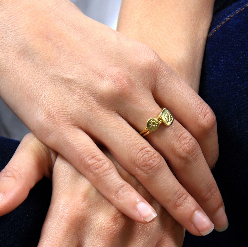 Dainty gold square ring Minimalist stacking ring Delicate Boho ring Tiny gold ring Simple stackable ring primitive ring Gold vermeil ring image 6