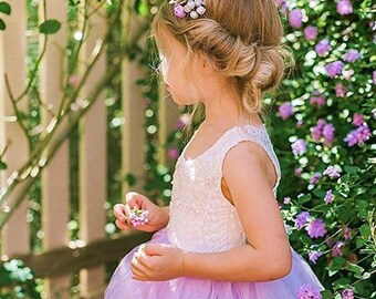 Flowergirl Embroidery Lace Princess Dress Children Tutu Dress Backless Lovely Dress Kids Sleeveless Tulle Gown