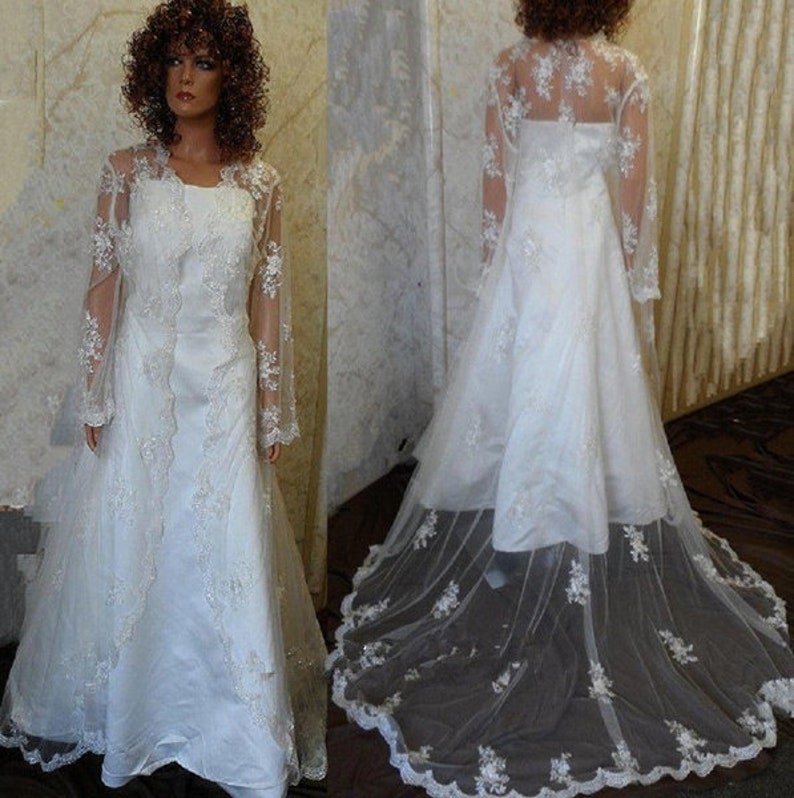 lace wedding jacket with train