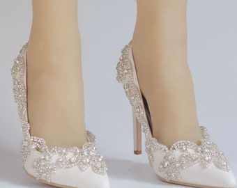 blush rhinestone heels