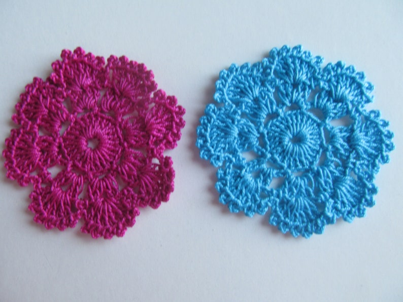 Crochet kit for inspiration 14 different colors 6 crochet doilies for scrapbooking decorations and appliques