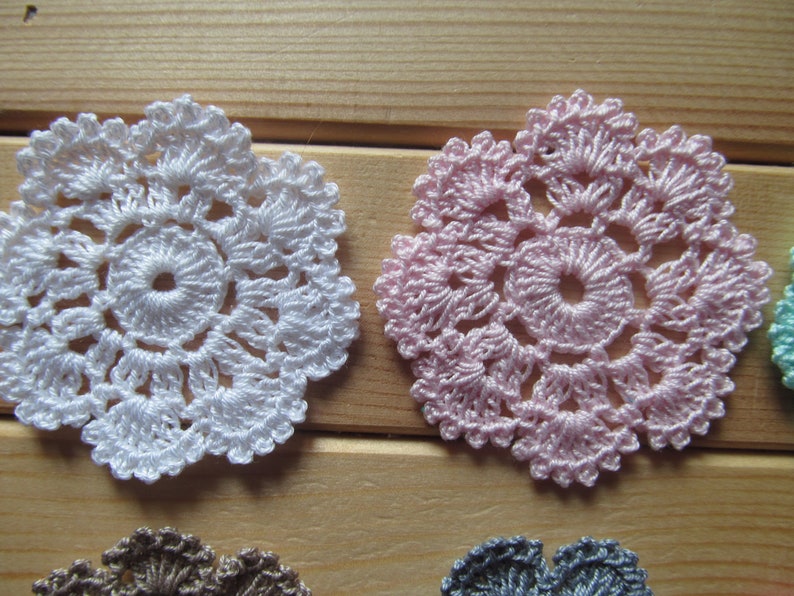 Crochet kit for inspiration 14 different colors 6 crochet doilies for scrapbooking decorations and appliques
