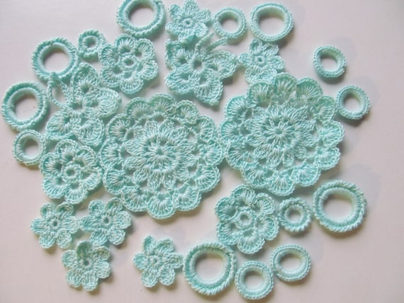 Crochet kit for inspiration 14 different colors 6 crochet doilies for scrapbooking decorations and appliques