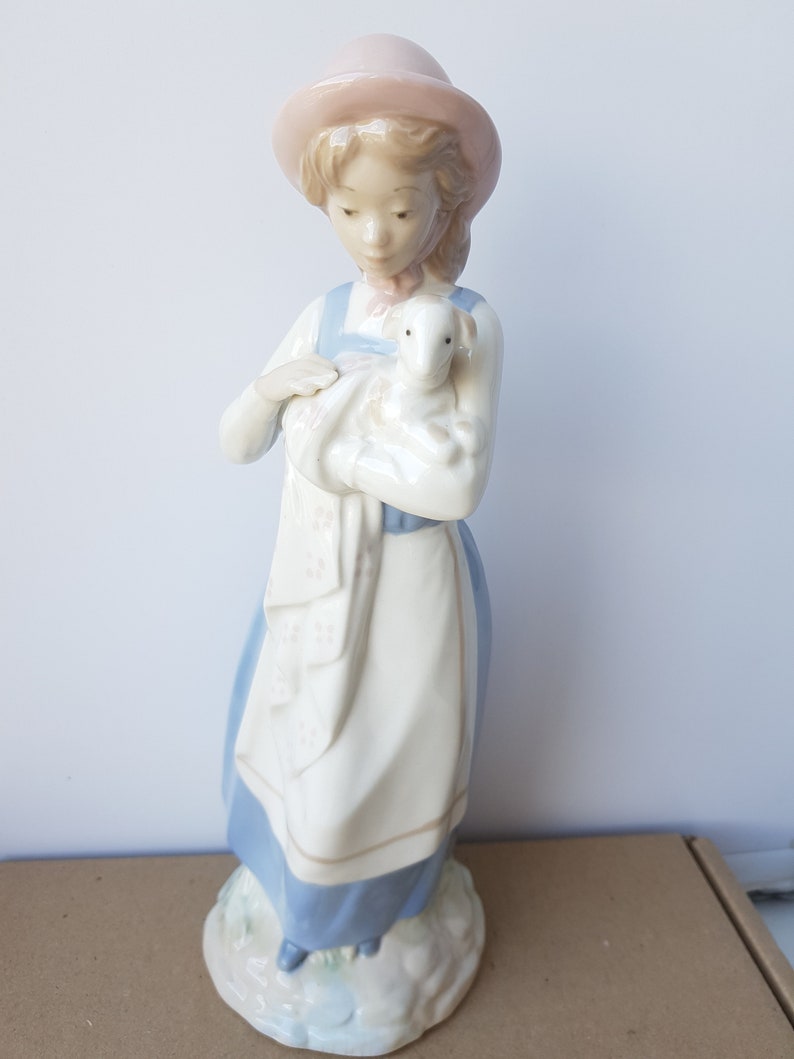 Nadal Spanish Porcelain Figurine girl with the lamb Etsy