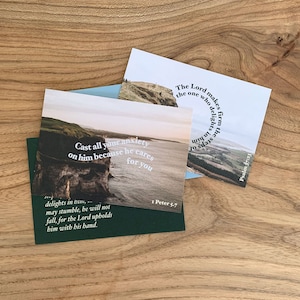 Pacchetto di cartoline panoramiche / Costa della Causeway Irlanda del Nord / Cartoline con versetti della Bibbia / Incoraggiamento cristiano / A6 / Portrush Binevenagh Hills