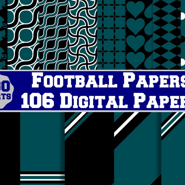 Green and Black Football Digital Paper Pack, Sports Fans, Commercial Use, Sublimation Backgrounds