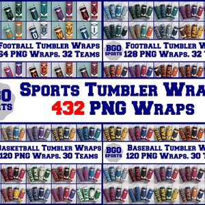 Sports Tumbler Wraps Discount Bundle, 432 Tumbler Wraps, Sports Fans, 20oz Skinny Tumbler, Sublimation Wrap Designs, PNG, Commercial Use
