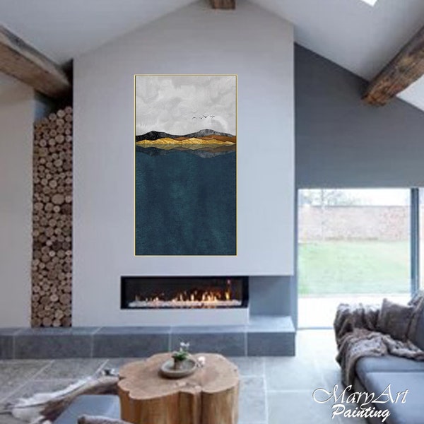 Abstract Mountain Painting Original Hand Painted on Canvas Large Wall Art for Home & Office Nordic Cuadros Abstractos