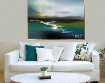 Large Abstract Acrylic Painting - Contemporary Wall Art - Painting on Canvas - Ocean Abstract Painting - Modern Art Work - Living Room Decor