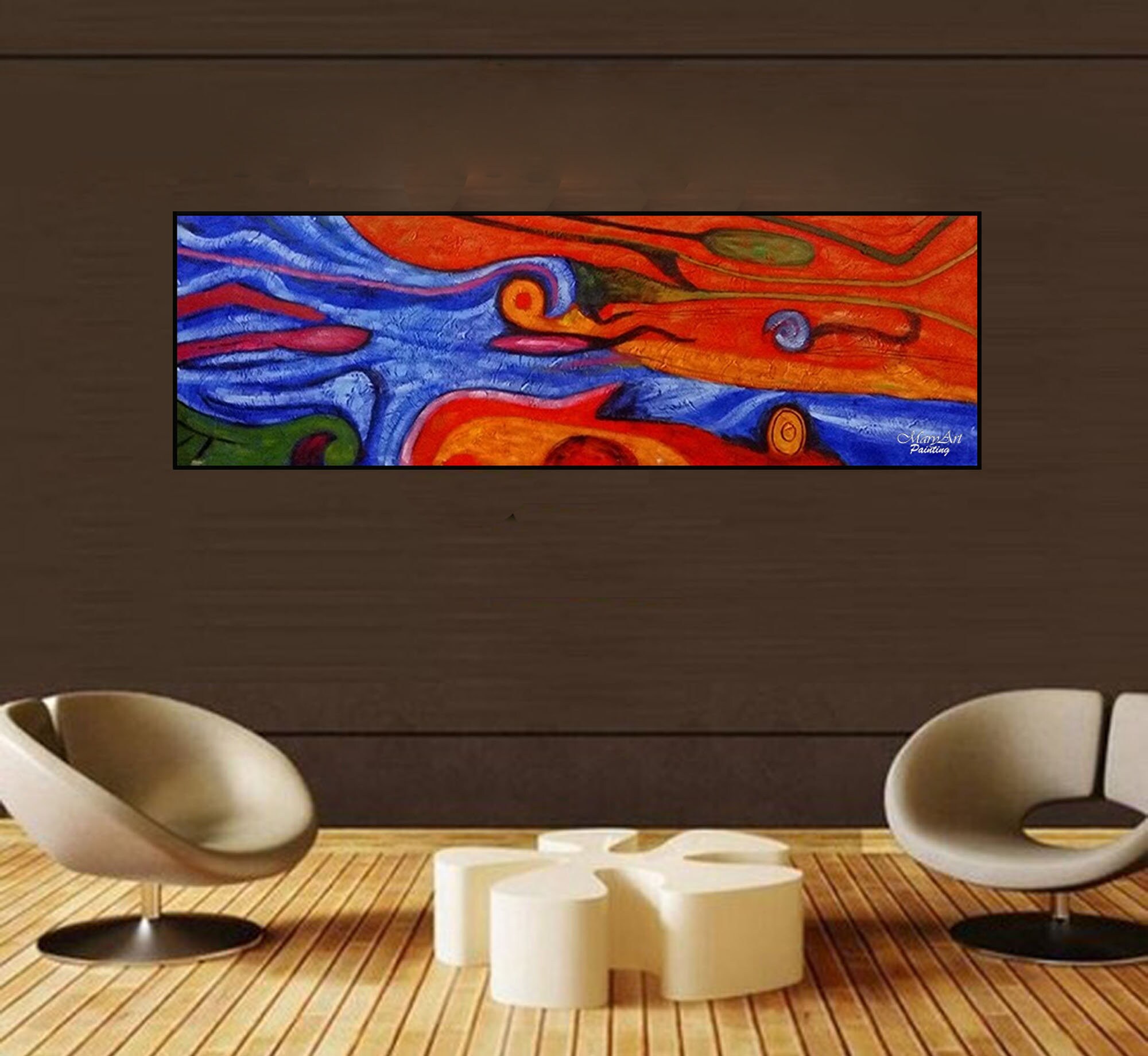 Abstract Acrylic Red Style Painting Original Hand Painted on Canvas Large Art to Decorate Home