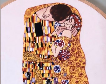 Quadro da parete "Il bacio" di Gustav Klimt ricamato a mano