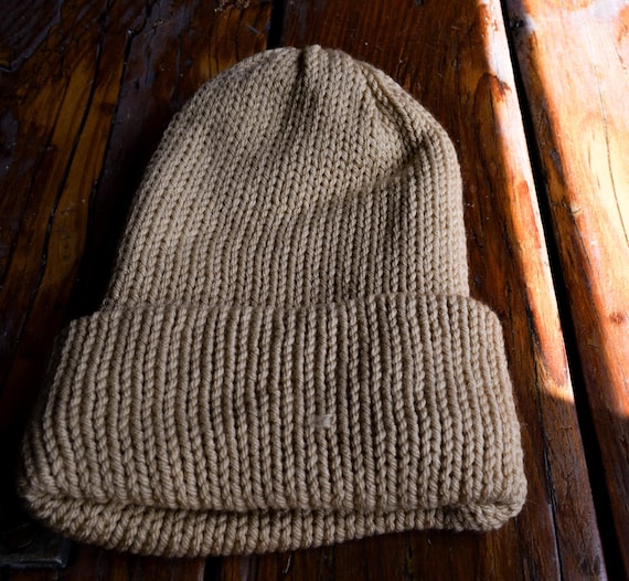Classic Beige Knit Beanie - Cozy Handmade Winter Hat 