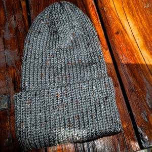 Speckled Gray Knit Beanie - Cozy Handmade Winter Hat - Classic & Stylish Ribbed Beanie