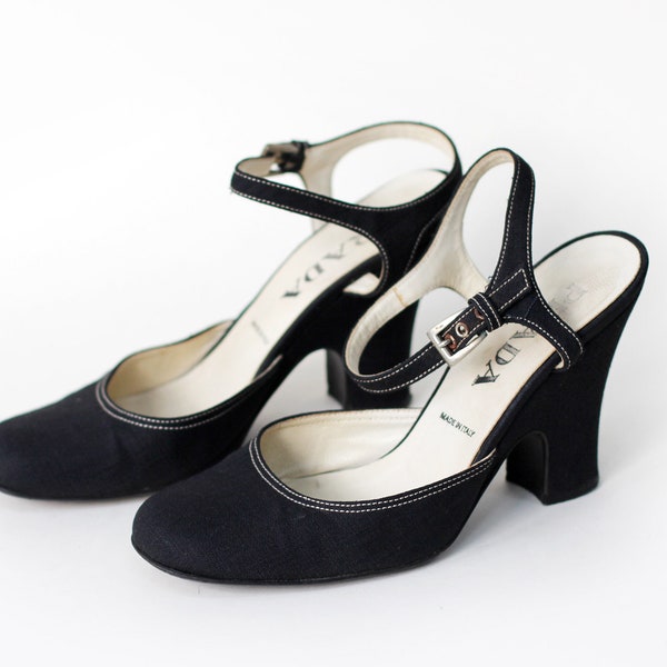 Prada dark denim heels pumps sandals 37 (US 7, EU38)