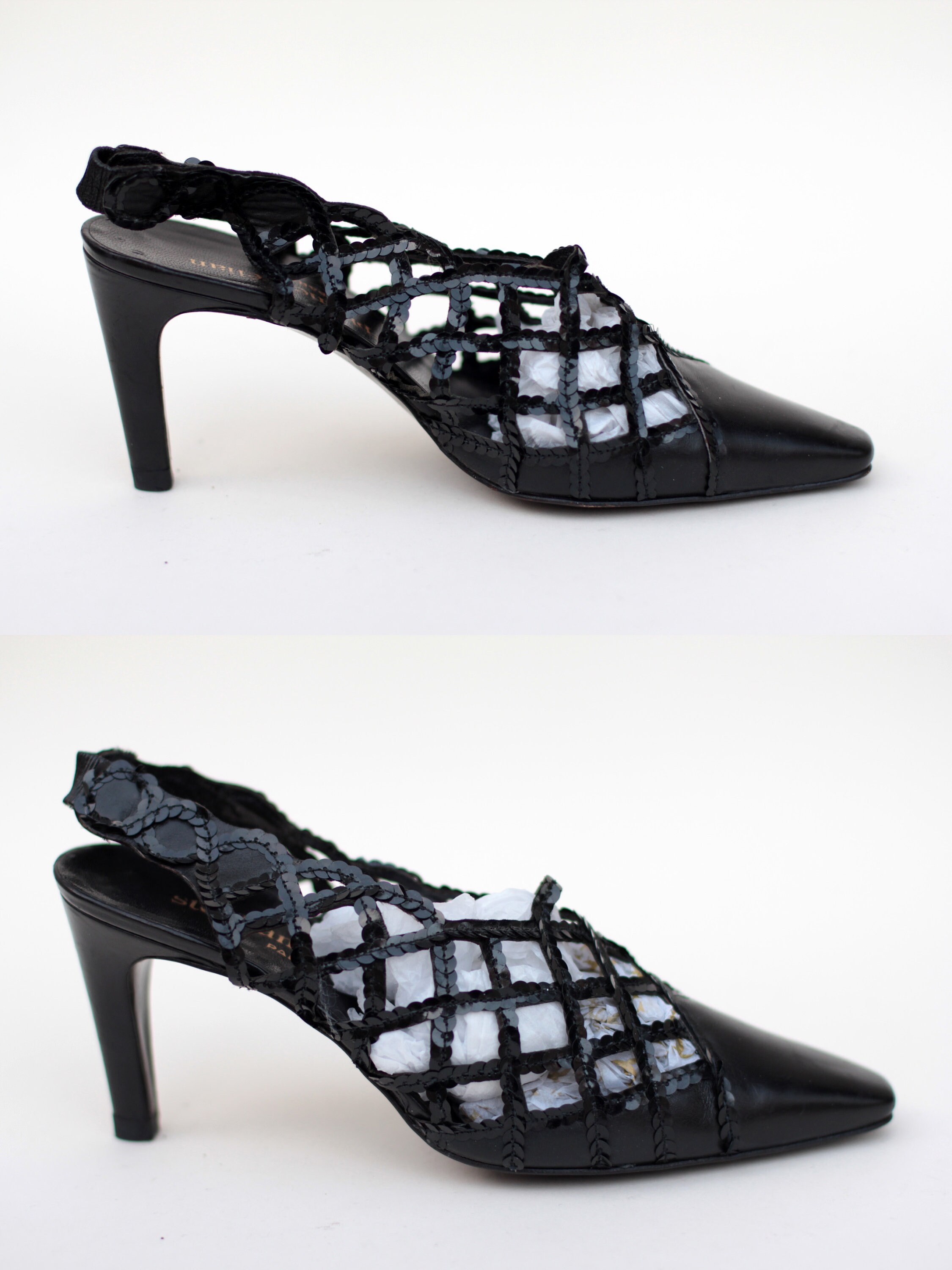 Stéphane Kélian Woven Leather Black Sandals EU 37,5 US 6.5 