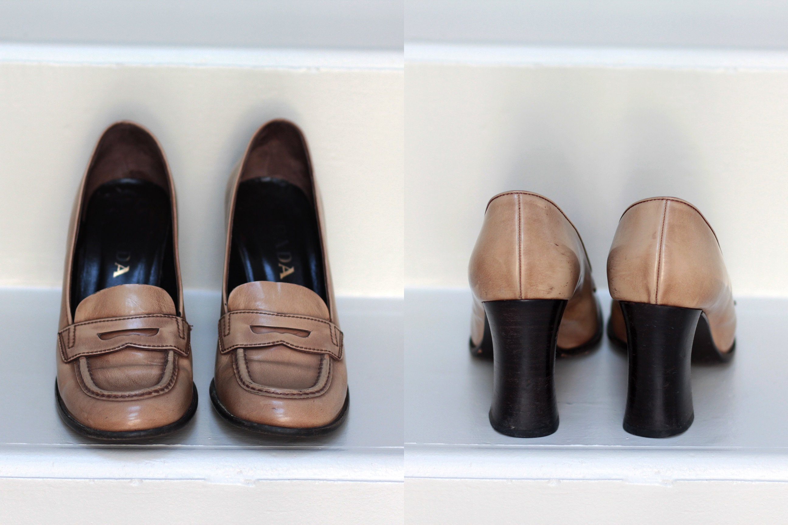 靴 Trios Heel Loafers 38 beige CHIKO Thi Square Toe Block Heels Loafers Shoes