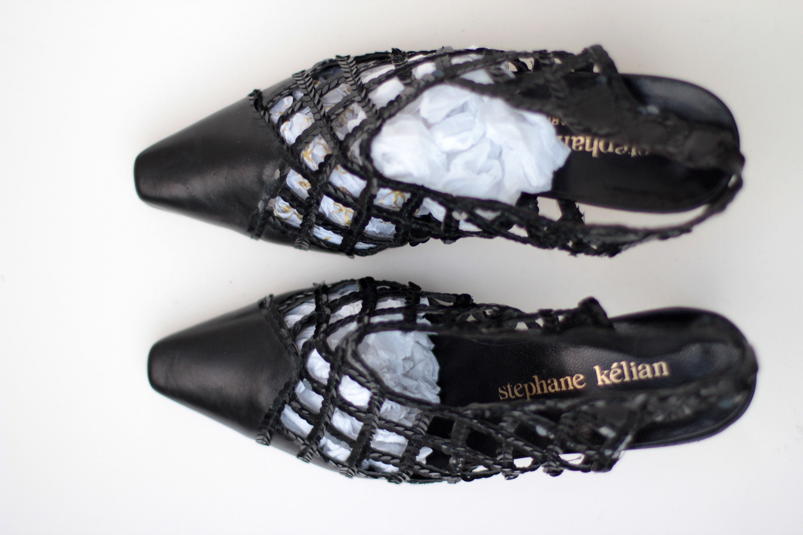 Stephane Kelian Paris Black Woven Leather Monk Strap Shoes Made in France 6.5 Stephane Kelian Paris Genuine Leather Woven Sandals Size 36  main image 2