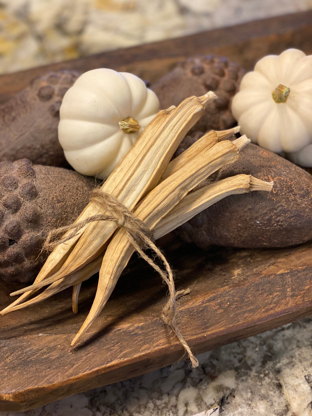 Dried Okra Pods Okra Decor Primative Fall Decor Okra Crafting Wreath Etsy