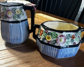 Vinatge Maruhon Ware Sugar Bowl and Creamer Pitcher Japan