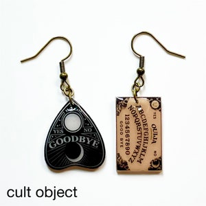 ouija board and planchette dangling drop earrings - Halloween - witchy - occult