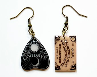 ouija board and planchette dangling drop earrings - Halloween - witchy - occult