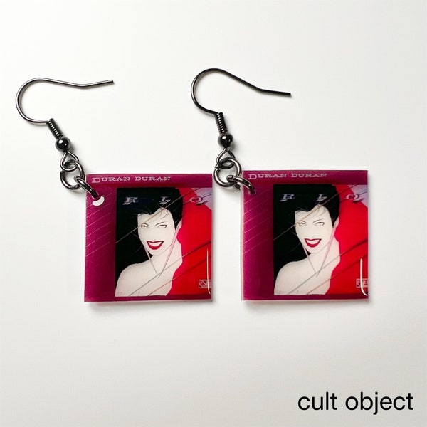 Duran Duran album cover dangling earrings - record album vinyl - handmade jewelry accessories