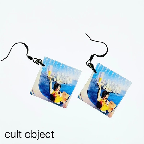 Supertramp Breakfast in America album cover dangling earrings - record album vinyl - handmade jewelry accessories - rock