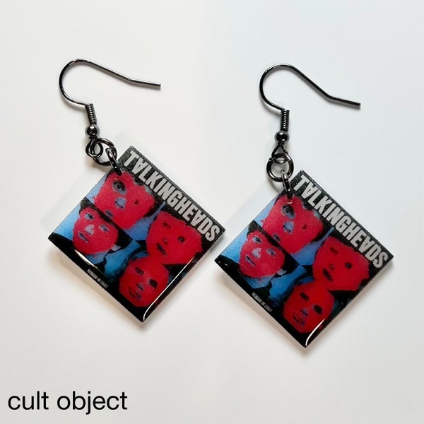 Talking Heads Remain in Light album cover dangling earrings - record album vinyl - handmade jewelry - 80s - David Byrne - new wave