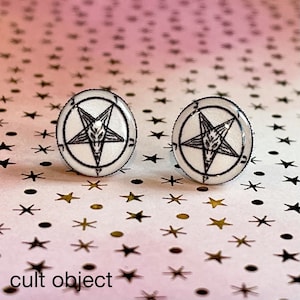 Baphomet pentagram stud earrings - occult