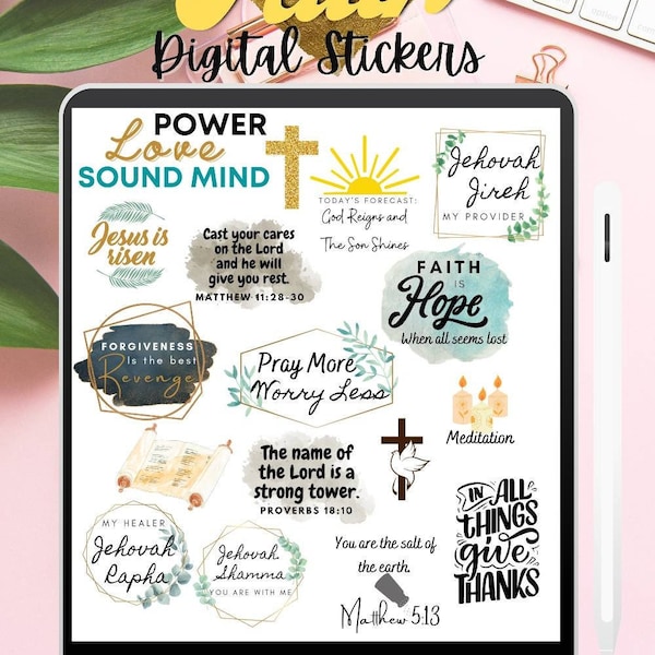 Digital Faith Goodnotes stickers Religious stickers png, Devotional Stickers, Digital Bible Journaling, Christian Digital Planner Stickers