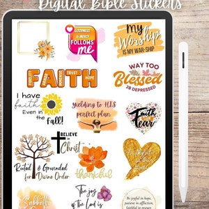 Digitale Glauben Aufkleber, Christian Faith Autumn Digital Planner Stickers Herbst Planner, Bibel Journaling, PreCropped Schrift Aufkleber