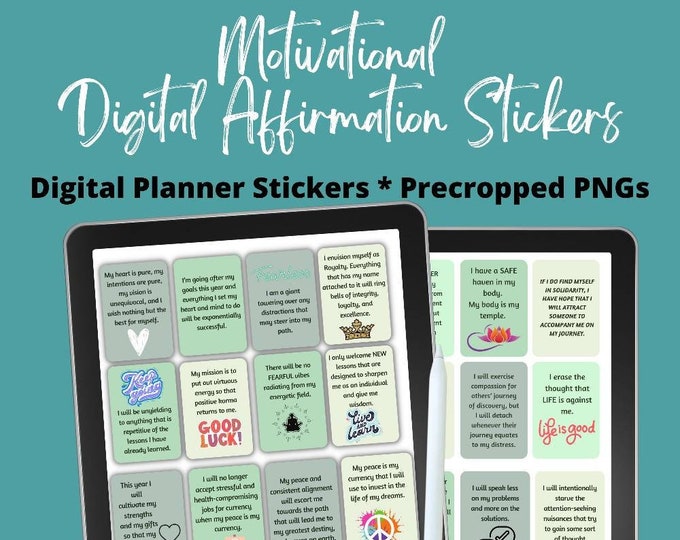 Digital Affirmation Stickers, Goodnotes Stickers, Daily Motivational Affirmations