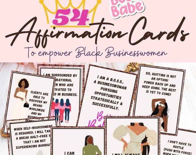 Black Girl Affirmation cards, business Boss Babe Printable Affirmations, Black Entrepreneur Affirmations, Mompreneur, Girl Boss, Boss Mom