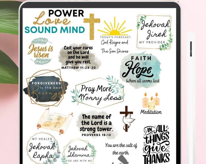 Digital Faith Goodnotes stickers Religious stickers png, Devotional Stickers, Digital Bible Journaling, Christian Digital Planner Stickers