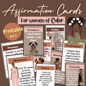 Black Girl Affirmationskarten zum Ausdrucken, Black Girl Empowerment Cards, Therapie-Werkzeuge, African American Firmung, Black Women Affirmations