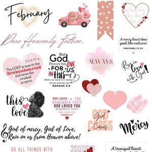 February Digital stickers, Faith stickers PNG Bible Goodnotes Stickers, Scripture stickers, Digital Bible Journaling