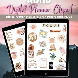 ADHD planner stickers, Neurodivergent, rainbow digital Stickers, boho digital planner Stickers, Neutral Goodnotes Stickers, Mental health