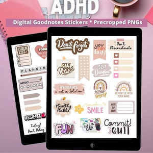 ADHD planner stickers, rainbow digital stickers, Neurodivergent, ADHD sticker, boho digital planner Stickers, Neutral Goodnotes Stickers