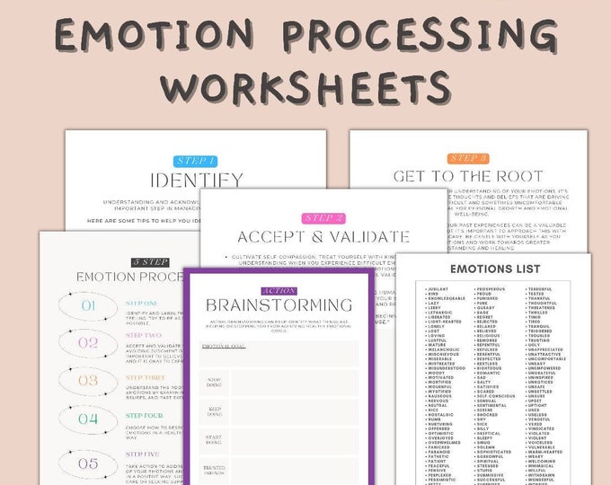 Emotion processing worksheets, Calming corner, emotions list, trauma processing, Therapy worksheets, mental health printable trauma therapy
