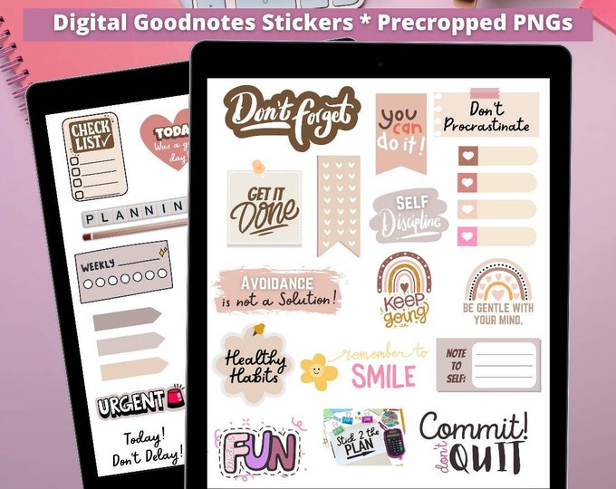 ADHD planner stickers, rainbow digital stickers, Neurodivergent, ADHD sticker, boho digital planner Stickers, Neutral Goodnotes Stickers