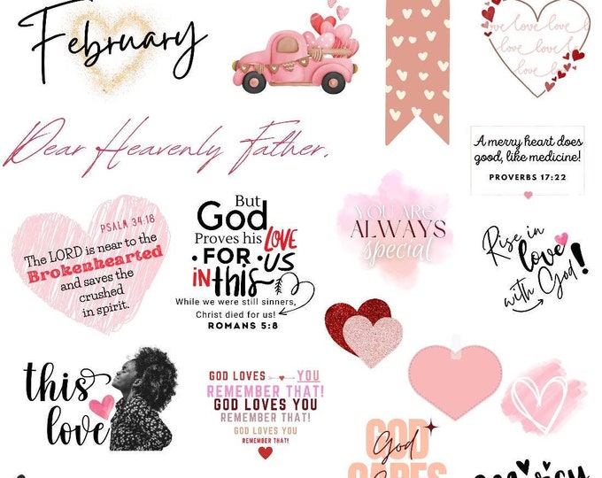 February Digital stickers, Faith stickers PNG Bible Goodnotes Stickers, Scripture stickers, Digital Bible Journaling