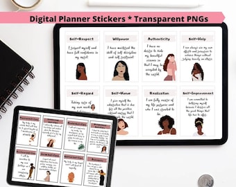 Digital stickers affirmation, Self care stickers, black girl Stickers, girly stickers, Goodnotes Stickers, Self Care Affirmations