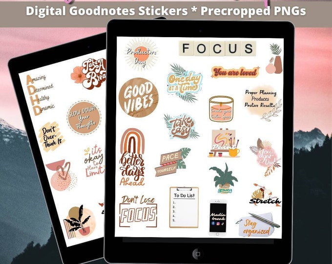 ADHD planner stickers, Neurodivergent, rainbow digital Stickers, boho digital planner Stickers, Neutral Goodnotes Stickers, Mental health